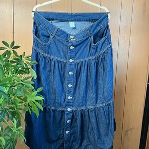 Denim Button-Down Skirt